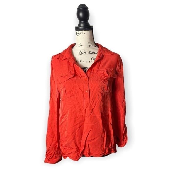 Edith Ella XL Orange Button Down Shirt Women’s Long Sleeve - Picture 1 of 5